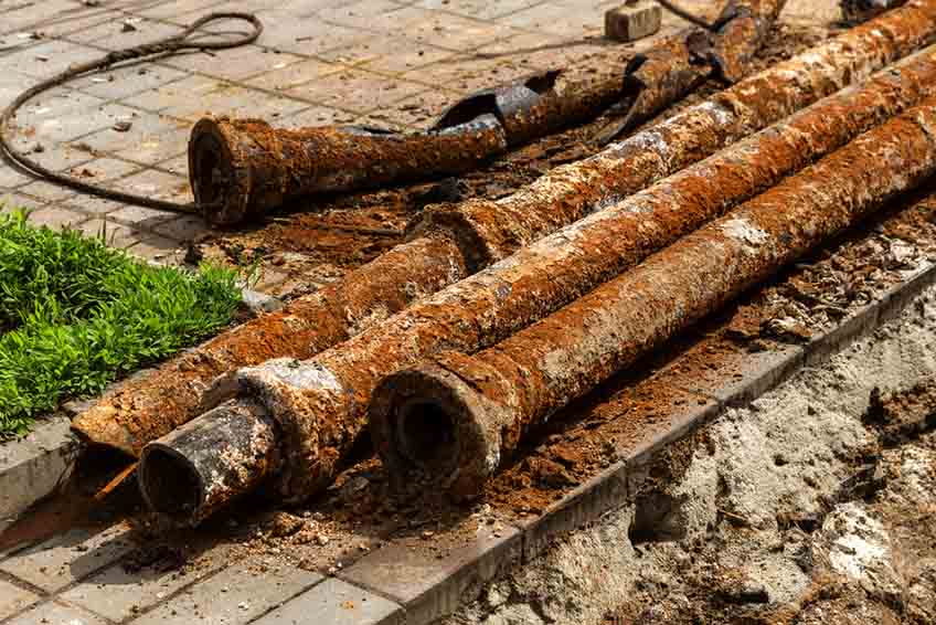 Corroded cast iron sewer pipe repair in Pueblo CO