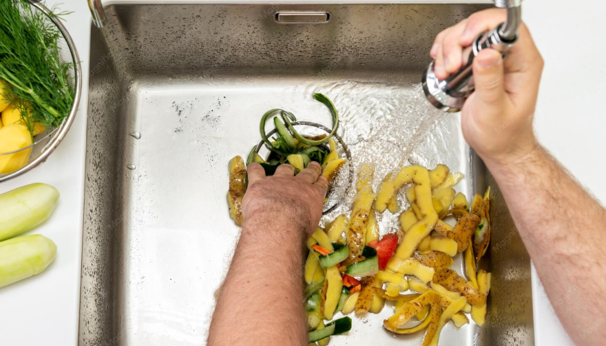 food scraps garbage disposal kitchen drain clog Pueblo